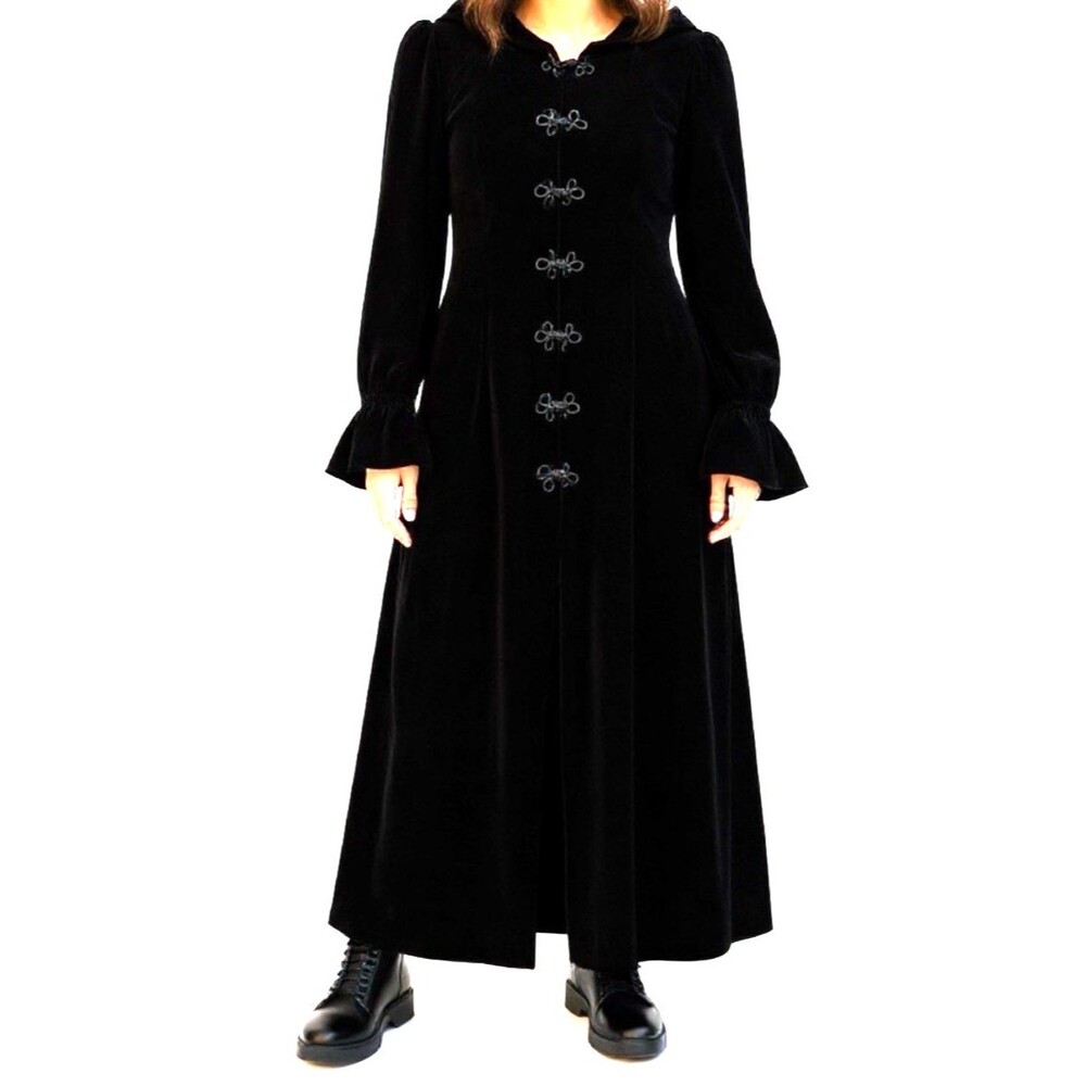 Pyramid Collection Velvet Black Hooded Cape Cloak Small Witchy Goth Lush Heavy
